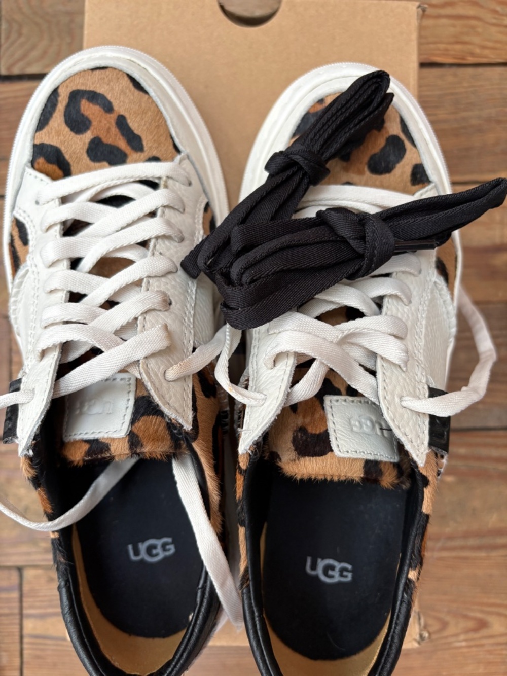 Cheetah Print Leather Black, White, Tan Ugg Sneakers Size 6 - Picture 5 of 5